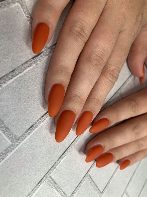 Autumn Nail Colours, Fall Pedicures, Matte Nail Colors, Orange Acrylic Nails, Fall Nail Color, Simple Fall Nails, Autumn Nail, Angel Pin, Matte Nails Design