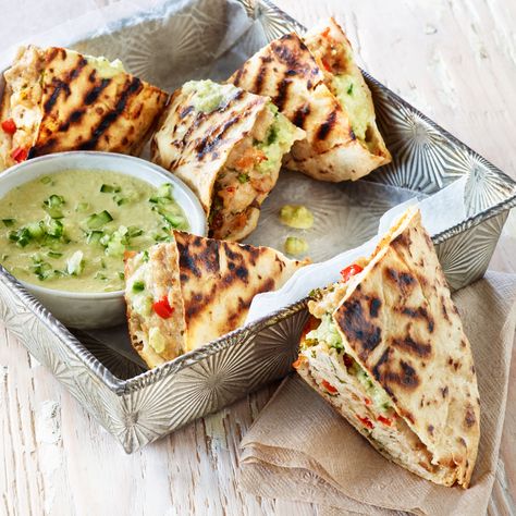 Grilled Turkey-Stuffed Pita with Cucumber and Tahini Sauce - Shady Brook Farms® turkey Turkey Pita, Easy Entrees, Stuffed Pita, Pita Recipe, Tahini Sauce Recipe, Pita Recipes, Grilled Turkey, Baked Eggplant, Tahini Sauce