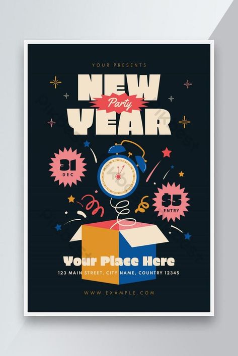 Happy New Year Party Flyer or Poster Design.#pikbest#Templates#Flyer#Others Christmas Powerpoint, New Year Party Flyer, Christmas Powerpoint Template, Party Design Poster, Happy New Year Party, Chinese New Year Poster, New Year Design, Happy New Year Background, Stock Design