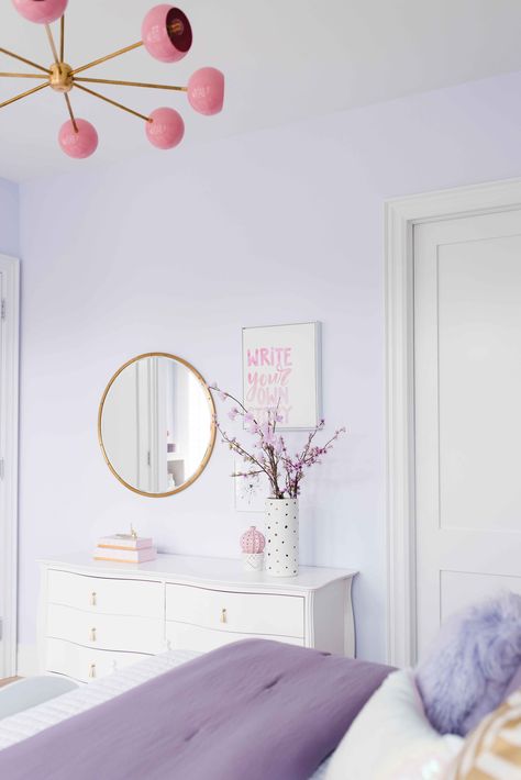 Purple Wall Bedroom, Modern Girls Rooms, Lilac Room, Nursery Colorful, Lilac Bedroom, Purple Girls Bedroom, Purple Girls Room, Boring Office, Purple Bedroom Decor