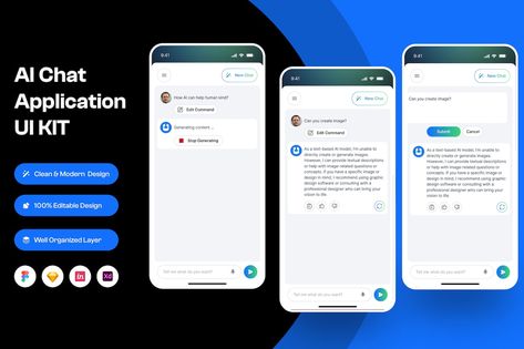 AI Chat Mobile App Mobile Chat App, Chat App, Ui Kit, Landing Page Design, Create Image, Image Editing, Page Design, Landing Page, Mobile App