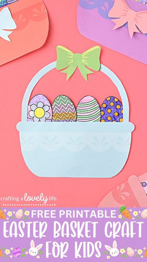 Your kids will have a blast making this free printable Easter Basket craft this year! Preschool craft | Kindergarten Craft | Free Coloring Page | Printable Coloring Page | Coloring for Easter | Preschool Printable | Kindergarten Printable | Printable for Kids | Easter Craft for Kids Easter Crafts Preschool Easy Free Printable, Easter Basket Templates Free Printables, Easter Basket Crafts For Preschoolers, Free Printable Easter Crafts, Basket Template Printable, Easter Basket Printable, Easter Basket Craft, Easter Basket Template, Craft Kindergarten