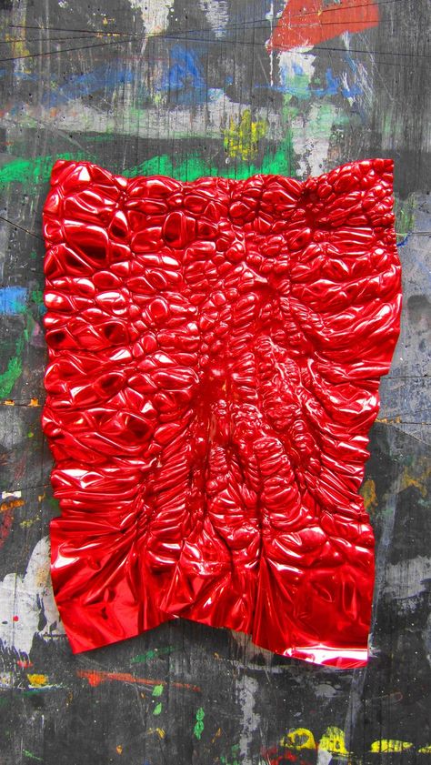 Textiles Sketchbook, A Level Textiles, Textiles Projects, Red Foil, Textiles Techniques, Textile Texture, Design Textile, Baking Paper, Recycled Art