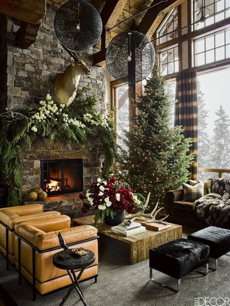 House Tour: Ken Fulk Creates A Montana Guesthouse That's The Ultimate Winter Getaway Winter Designs, Mountain House, Fun Christmas, A Living Room, Cabins In The Woods, Design Living, Design Case, Log Homes, Cabin Decor