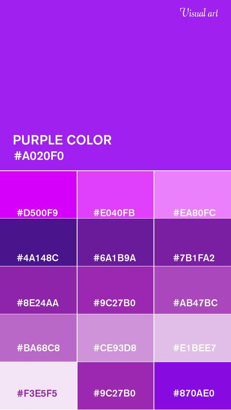 Purple color scheme with HEX color codes Shades of Purple color Shades Of Purple Color, Purple Monochrome, Purple Hex, Purple Color Code, Purple Colour Shades, Monochrome Makeup Look, Monochrome Color Palette, Body Template, Hex Color