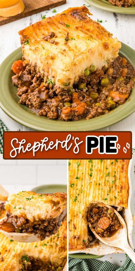 Cottage Pie (Shepherd's Pie) is a hearty dish loaded with comforting flavors from the top layer of mashed potatoes all the way down to the ground beef and gravy! Makes a big batch that's perfect for large crowds or leftovers! Shepherd's Pie Recipe, Cozy Gathering, Shepherds Pie Recipe, Flavorful Vegetables, With Mashed Potatoes, Fall Dishes, Cottage Pie, Shepherd's Pie, Quick Lunch