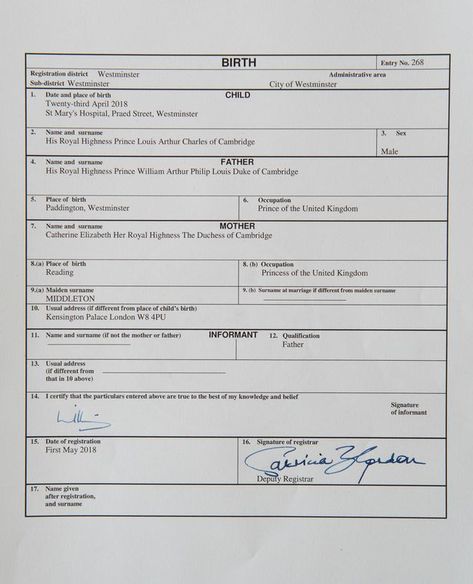 https://www.mirror.co.uk/news/uk-news/breaking-prince-louis-birth-certificate-12459764 Prince Louis Of Cambridge, Principe William, Baby Prince, Cambridge Family, Royal Babies, Prince William And Catherine, Prince Louis, Wales Family, Duke Of Cambridge