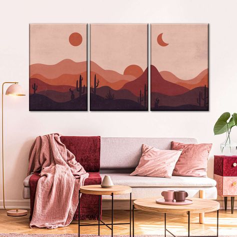 Boho Abstract Landscapes Multi Panel Canvas Wall Art will refresh your mind and soul whenever you stop and stare at it. This high-quality art print will complement any room in your home and soothe your senses with nature's beauty. Theme Cafe, Abstract Landscapes, Boho Theme, Panel Wall, Canvas Abstract, Art House, Rustic Boho, Collage Wall, Picture Collage