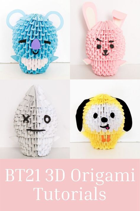 Kpop Origami, Bt21 Diy Crafts, Bts Diy Gift Ideas, Bts Diy Crafts Room, Bt21 Crafts, Bts Paper Craft, Bts Diy Crafts, Bts Crafts Ideas, Paper Toys Bt21