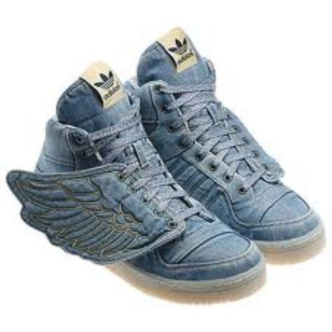 Adidas Adidas Jeremy Scott Wings, Jeremy Scott Adidas, Hipster Shoes, Space Project, Denim Sneakers, Wing Shoes, Jeremy Scott, Sneaker Games, Denim Shoes