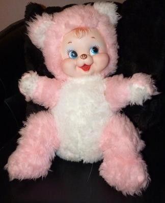 $602 Vintage 20" RARE 1950's PINK RUSHTON BEAR Baby-Face Plush Near EXCELLENT | #427206686 Rubber Face Plush, Ruston Dolls, Rushton Dolls, Rushton Toys, Vintage Toys 1960s, Rubber Face, Toy House, Vintage Nursery, Vintage Kitsch