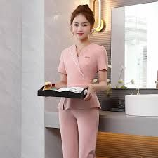 New High End Beauty Salon Esthetic Uniforms For Saloon Work Clothes Women Spa Masseuse Overalls Front Desk Nail Technician Suit - Hotel Uniforms - AliExpress Nail Technician Uniform, Saloon Uniforms For Women, Work Clothes Women, Hotel Uniforms, Hotel Uniform, The Waiting Room, Nail Technician, Work Outfits Women, Clothes Women