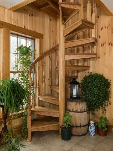 Wood Spiral Staircase, Steel Spiral Staircase, Tiny House Plans Small Cottages, Stairs Canopy, Spiral Stairs Design, Cantilever Stairs, Stair Gallery, Spiral Staircases, Building Stairs