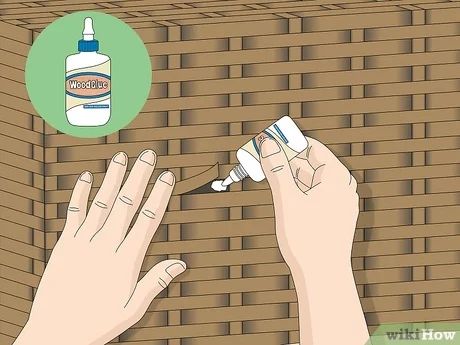 3 Ways to Repair Wicker Furniture - wikiHow Fixing Wicker Patio Furniture, How To Repair Wicker Furniture Diy, Wicker Furniture Repair, Wicker Porch Furniture, Vintage Wicker Chair, Indoor Wicker Furniture, Resin Wicker Furniture, Painting Wicker Furniture, Wicker Rocker