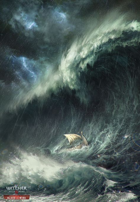 Anna Podedworna, Ocean Storm, Storm Art, Navi A Vela, Sea Storm, Witcher Art, Ship Paintings, Viking Ship, Stormy Sea