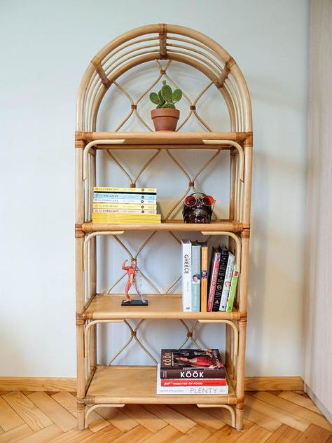 14 Charming Pieces That'll Make Rattan Your New Favorite Textured Detail | Hunker Rattan Bookshelf, Rattan Shelf, Shelf Vintage, Diy Furniture Cheap, Bamboo Shelf, Cane Furniture, Vintage Rattan, Diy Furniture Hacks, Bamboo Furniture