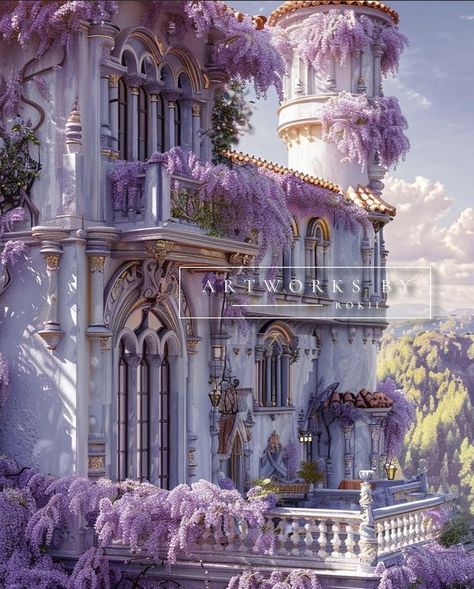 Purple Castle, Moon Elf, Dreamscape Architecture, Planet Design, Witch Doctor, Inner World, Purple Art, Mother Of Dragons, Perfect World