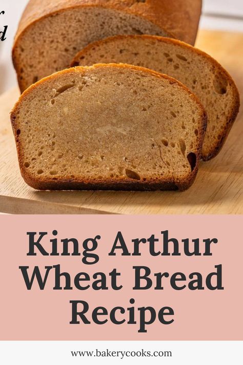 King Arthur Wheat Bread combines whole wheat flour, bread flour, yeast, honey, salt, and water. Mix ingredients to form dough, knead until smooth, and let rise. Shape into a loaf, let it rise again, and bake until golden brown. The result is a hearty, soft, and flavorful bread. Honey Wheat Bread Recipe, Whole Wheat Bread Recipe, Wheat Flour Recipes, 100 Whole Wheat Bread, Honey Wheat Bread, Wheat Bread Recipe, Flour Bread, Tasty Bread Recipe, Honey Wheat