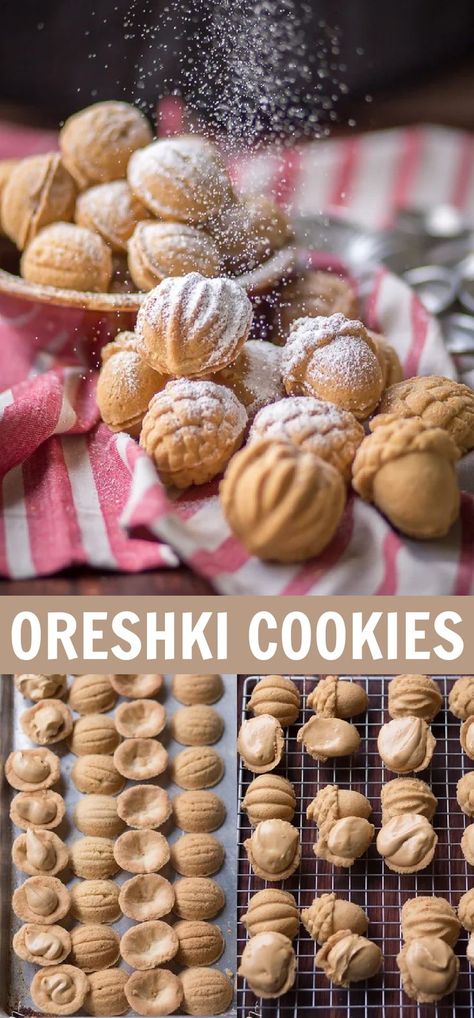 Walnut Shaped Cookies, Shaped Cookies Recipe, Russian Cookies, Walnut Cookie Recipes, Russian Desserts, Walnut Cookies, Shaped Cookies, Shortbread Cookie, Biscuit Cookies