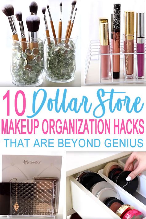 Dollar Store Makeup Organization, Dollar Store Makeup, Makeup Organizing Hacks, Diy Makeup Organizer, 10 Dollar Store, Diy Makeup Storage, Diy Organizer, 10 Dollar, Makeup Organization Diy