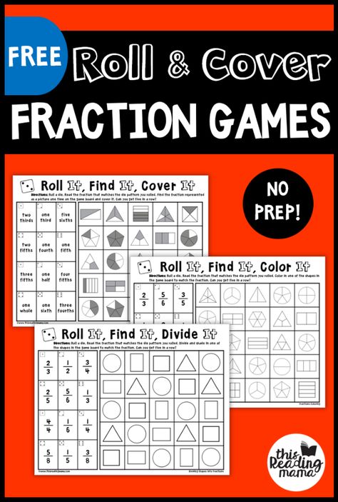 Roll And Cover, Geek House, Fraction Games, Teaching Fractions, Fraction Activities, Fourth Grade Math, Math Intervention, Second Grade Math, Math Fractions