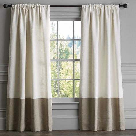 How do I Fix Curtains That are Too-Short? Two Tone Curtains, Strip Curtains, Drapes And Blinds, Window Seats, Bedroom Curtains, Custom Drapes, Neutral Living Room, Beautiful Curtains, Rod Pocket Curtains