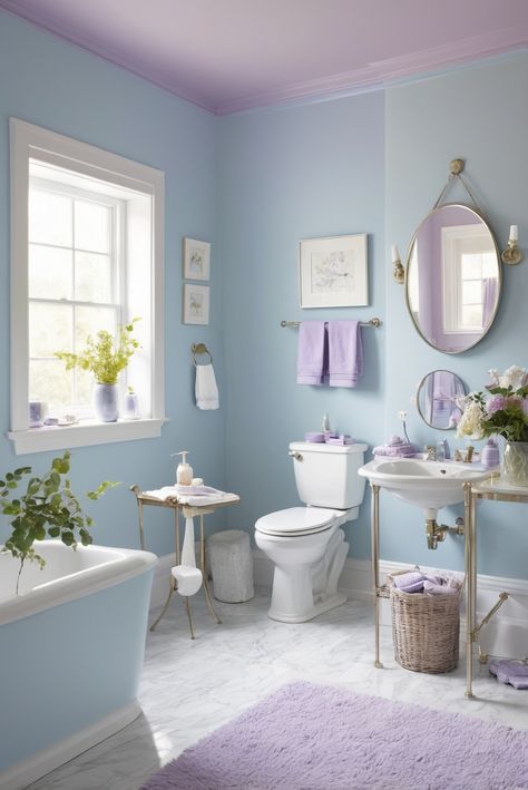 ​ #ad     #Colortrend #wallpaint2024  #color2024  #DIYpainting  ##DIYhomedecor  #Fixhome Periwinkle Bathroom, Lilac Bathroom Ideas, Baby Blue Bathroom, Lilac Color Palette, Alder Wood Kitchen Cabinets, Lilac Bathroom, Lilac Room, Lavender Bathroom, Light Blue Bathroom