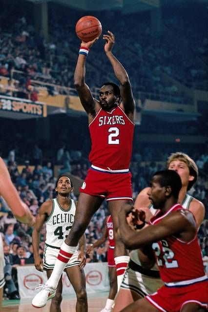 Moses Malone of the Philadelphia 76ers shoots against the Boston Celtics during a game played... Moses Malone, Basketball Memes, Basketball Highlights, Basketball Photos, School Basketball, Basketball Photography, Basketball Star, Nba Legends, Sports Hero