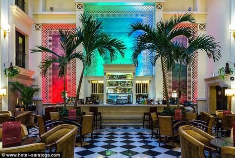 Madonna and Beyonce stayed at The Hotel Saratoga in Cuba. Said the $700 suites were shockingly affordable. Havana Interior, Rooftop Pools, Cuban Decor, Havana Bar, Cuba Pictures, Havana Nights Party, Domino Table, Cuban Restaurant, Havana Club