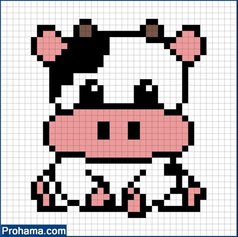 Cow Pixel Art | 24x24 Pixel Art | Cute Pixel Art Cow Pixel Art Grid, Pixel Art Pattern Animals, Pixilated Art Cute, Pixel Art Pattern Easy Cute Simple, Farm Pixel Art, 24x24 Pixel Art, Pixel Art 24x24, Pixel Art Small Cute, Cute Pixel Art Kawaii