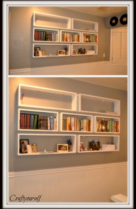 Wall Shelves Idea | Ikea Floating Bookshelves Bookshelves Ikea, Ikea Floating Shelves, Floating Shelf Decor, Floating Bookshelves, Ikea Shelves, Shelving Systems, Home Library, Wall Shelves, Floating Shelves