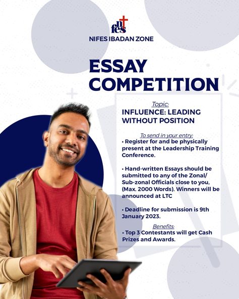 Essay Essay Writing Competition, Essay Competition, Christian Graphic Design, Writing Competition, Leadership Training, Cash Prize, Essay Writing, Label Design, Handwriting