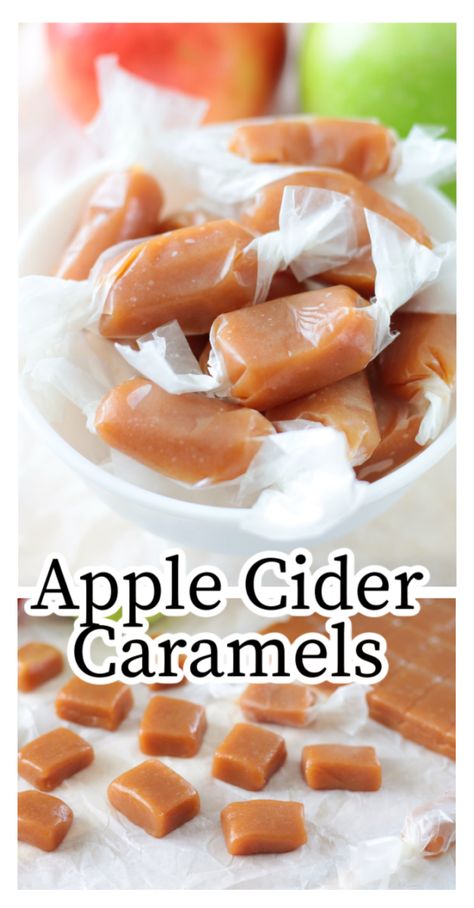 Caramel Apple Cider Recipe, Apple Cider Caramel, Caramel Candies Recipe, Boiled Cider, Microwave Apples, Apple Cider Syrup, Microwave Caramels, Honey Caramel, Apple Cider Caramels