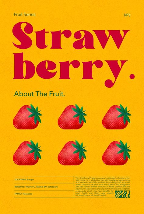 Italian Restaurant Logos, Strawberry Poster, Ice Cream Poster, Pantone Colour Palettes, Digital Art Poster, 타이포그래피 포스터 디자인, 카드 디자인, Food Poster Design, Fruit Illustration