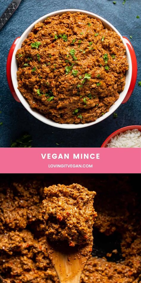 This homemade vegan mince recipe is rich and savory and so versatile! It's delicious served with rice or mashed potatoes or use it as a mince substitute in any recipe. | lovingitvegan.com Vegan Meat Recipe, Vegan Burger Recipe, Seitan Recipes, Minced Meat Recipe, Mince Recipes, Meat Substitutes, Minced Meat, Vegan Dinner, Vegetarian Options