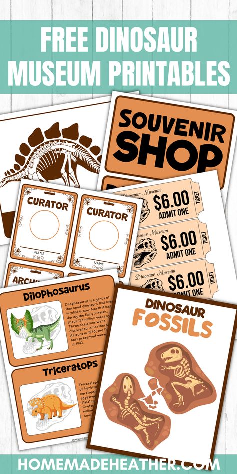 Dinosaur Books For Kids, Dinosaur Lesson, Pretend Play Printables, Dinosaur Activities Preschool, Play Printables, Coloring Crafts, Dramatic Play Printables, Activity Printables, Dinosaur Museum