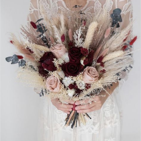 Pampas Grass Wedding Bouquet, Grass Wedding Bouquet, Bridal Bouquet Blush, Pampas Grass Wedding, Blush Bridal Bouquet, Blush Wine, Red Bouquet, Grass Wedding, Bouquet Preservation