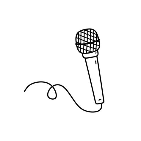 Simple Microphone Drawing, Microphone Drawing, Singing Drawing, Microphone Tattoo, Music Drawing, Music Doodle, Microphone Icon, Handpoke Tattoo, Music Drawings