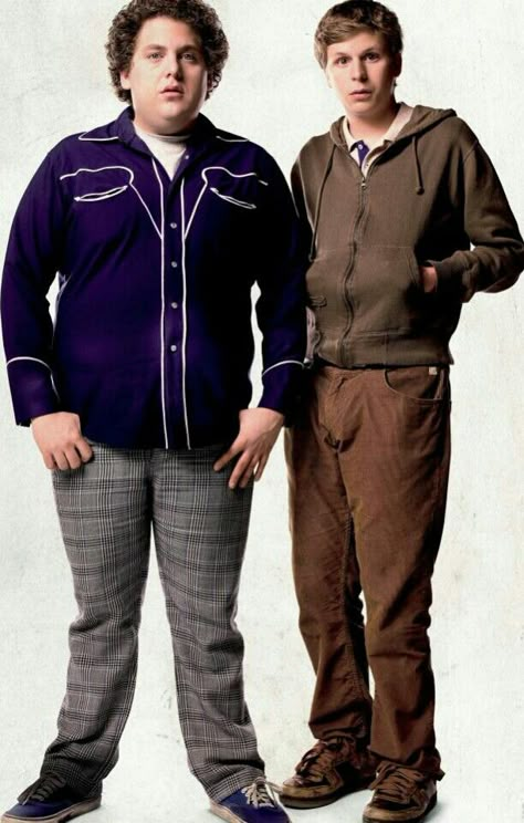 Superbad - Jonah Hill and Michael Cera. Michael Cera And Jonah Hill, Jonah Hill Superbad, Male Duo Costumes, Superbad Halloween Costume, Michael Cera Superbad, Male Duo Halloween Costumes, Superbad Costume, Kenny Core, Superbad Movie