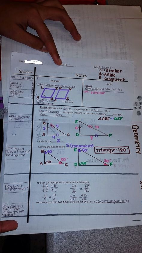 Cornell Notes for Similar Figures and Proportions Math Cornell Notes, Sixth Grade Math, Math Notebook, Cornell Notes, Math Interactive, Math Interactive Notebook, Math Notes, Teacher Boards, 7th Grade Math