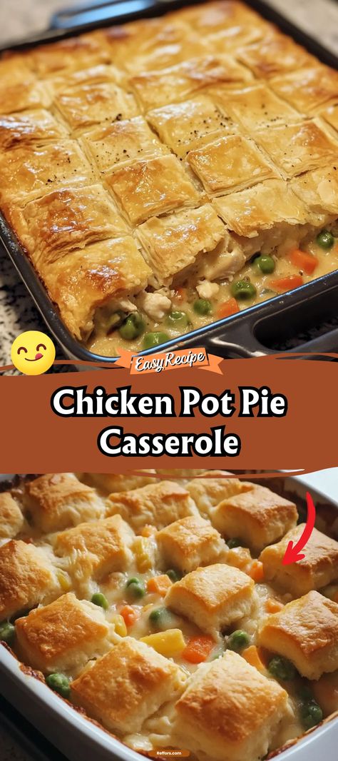 Chicken Pot Pie Casserole Easy Chicken Pot Pie Casserole, Chicken Pot Pie Recipe With Biscuits, Pot Pie Recipe Easy, Easy Chicken Pot Pie Recipe, Best Chicken Pot Pie, Pot Pie Casserole, Chicken Pot Pie Casserole, Homemade Chicken Pot Pie, Easy Chicken Pot Pie