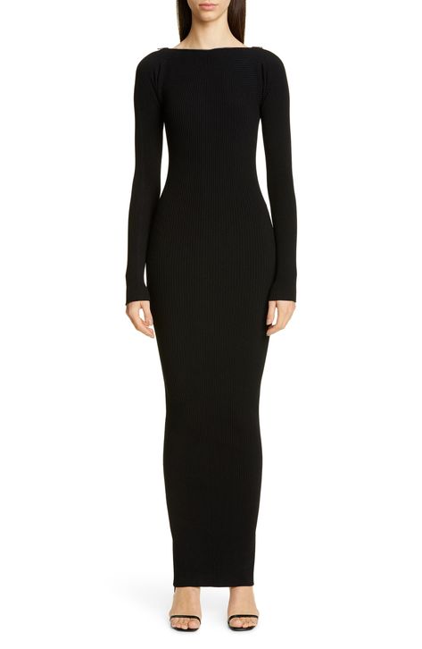 Alexander Wang Zipper-Neck Long-Sleeved Ribbed Maxi Sweater Dress Kylie Jenner Maxi Dress, Kylie Jenner Black, Maxi Sweater Dress, Ribbed Bodycon Midi Dress, Maxi Sweater, Hobble Skirt, Zipper Neck, Ribbed Maxi Dress, Stylish Fall Outfits