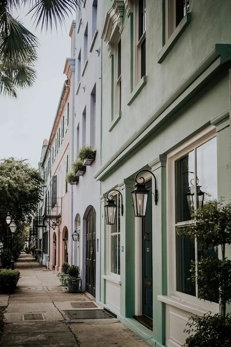 Rainbow Row in Charleston, SC Solo Road Trip, St Augustine Lighthouse, Forsyth Park, Rainbow Row, St Augustine Fl, Places In Italy, My Travel, Savannah Ga, Rooftop Bar