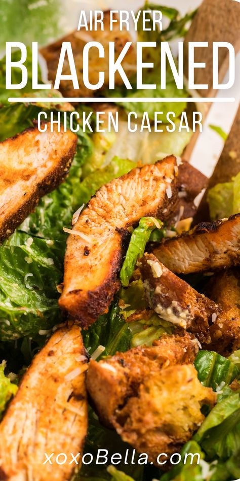 Air Fried Chicken For Salad, Air Fryer Caesar Chicken, Air Fryer Chicken Ceasar Salad, Air Fryer Chicken For Salad, Air Fryer Chicken Caesar Salad, Blackened Chicken Caesar Salad, Homemade Ceasar Salad, Air Fryer Blackened Chicken, Blackened Chicken Salad