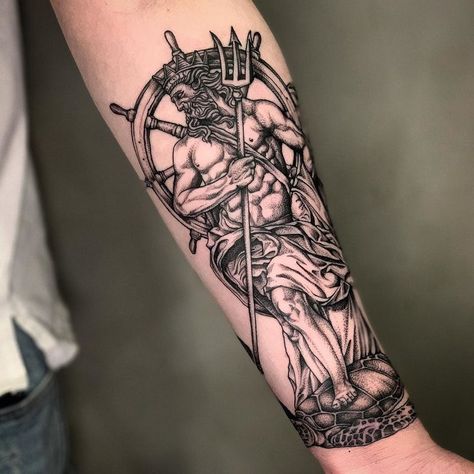 30+ Divine Trident Tattoos | Tattoodo Neptune Tattoo Poseidon, Poseidon Tattoos, Neptune Tattoo, Hermes Tattoo, Apollo Tattoo, Hai Tattoo, Nautical Tattoo Sleeve, Athena Tattoo, Navy Tattoos