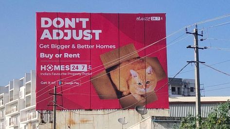 Check out Homes247 Creative Ads in Bangalore! Don't Adjust - Get Bigger & Better Homes #homes247 #homes247OOH #OOH #Branding #homes247ads #homes247advertisements Property Ads Creative, Real Estate Creative Ads, Get Smarter, Property Ad, Creative Ads, Ads Creative, Ad Campaign, Better Homes, Buses