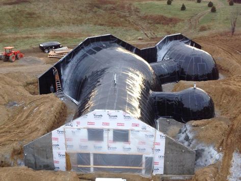 waterproofing photo Underground Structures, Building Underground, Luxury Bunkers, Earth Ship, Nuclear Bunker, Underground Bunkers, Bunker Home, House Ventilation, Passive House Design