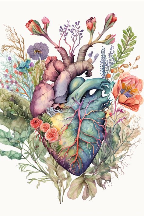 Sorozat létrehozása
Heart overgrown with flowers - anatomy floral botanical watercolor illustration Flower Anatomy, Anatomy Heart, Human Heart Anatomy, Anatomical Heart Art, The Human Heart, Heart Anatomy, Healing Vibes, Doctor's Office, Heart Illustration