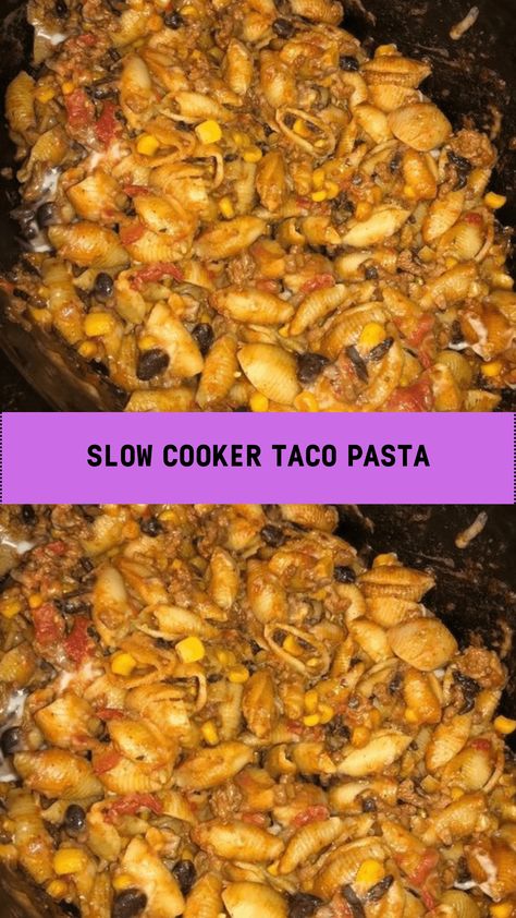 Prep the ingredients for this Easy Slow Cooker Taco Pasta the night before and then start it cooking in your crock pot when you are ready. With just 10 minutes prep, this comforting pasta dish couldn’t be easier or faster to make! In this busy season of life, slow cooker recipes are my best friend. Discover our savory slow cooker pasta dish. It's guaranteed to delight all. Crock Pot Taco Pasta, Taco Pasta Crockpot, Crockpot Taco Pasta, Pasta Crock Pot Recipes, Slow Cooker Taco Pasta, Slow Cooker Taco, Taco Pasta Recipes, Slow Cooker Pasta Recipes, Crockpot Pasta Recipes