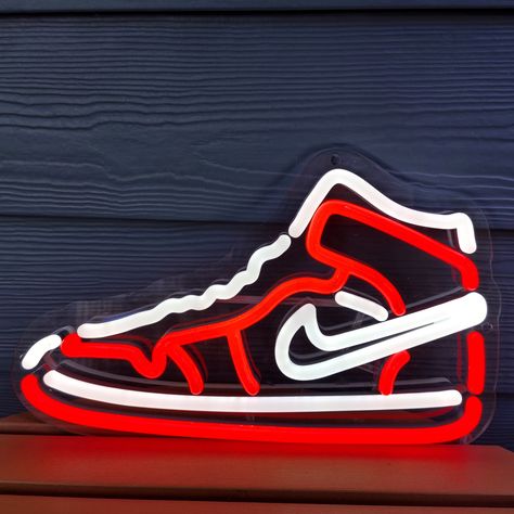 Nike Shoes Led Lights, Neon Nike Sign, Air Jordan Neon Sign, Led Jordan Sign, Nike Neon Light, Nike Shoes Custom, Red Nike Shoes, Neon Letters, Waterproof Led Lights